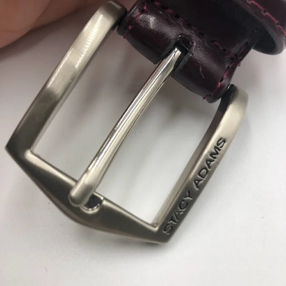 Stacy Adams Men's Burgundy Brown Geniune Leather Belt 46 Inch